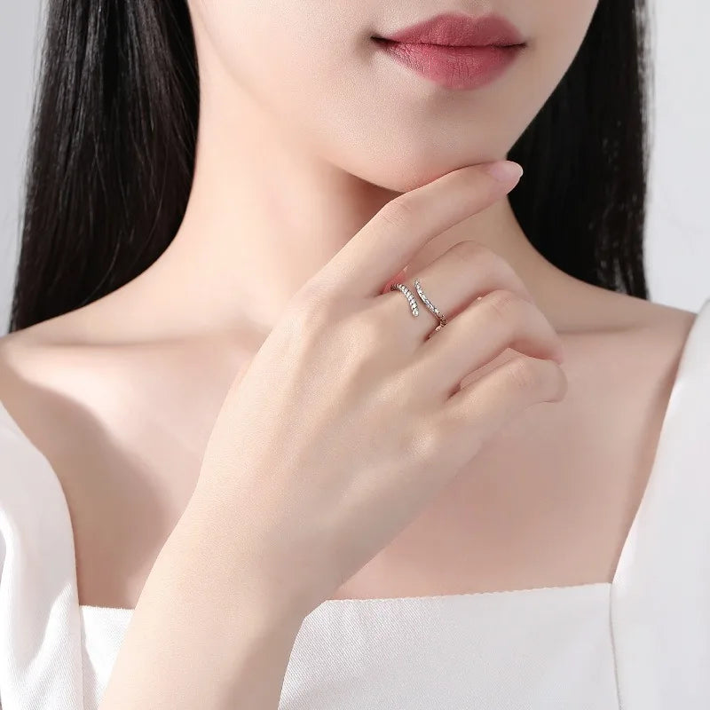 Vintage Design Women's 925 Sterling Silver Snake Shaped Ring Punk Style Personalized Adjustable Rings Jewelry Manufacturing