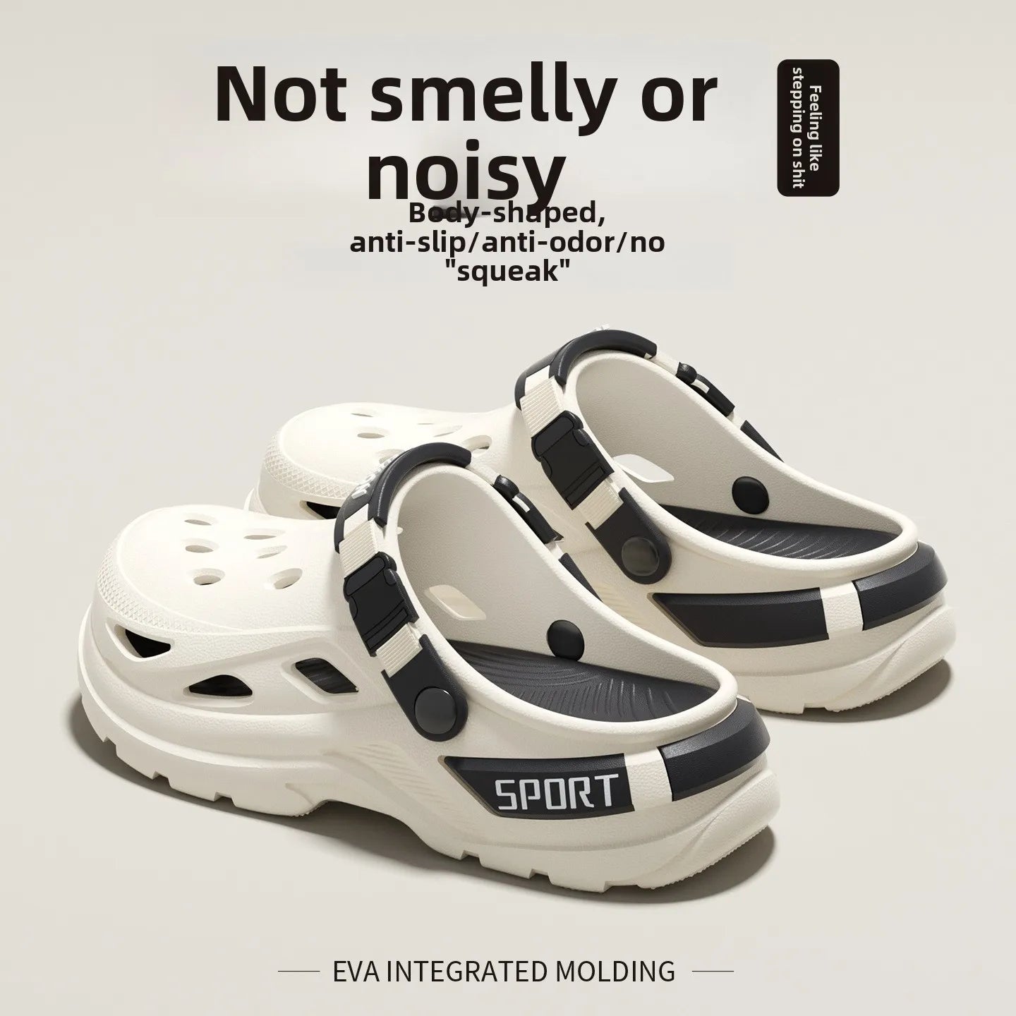 Men's Casual Hole Shoes 2026 Summer New Style Thick Sole Non-Slip Breathable Waterproof Height-increasing Wear-Resistant Soft