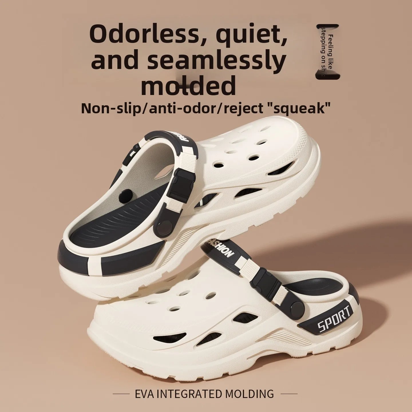 Men's Casual Hole Shoes 2026 Summer New Style Thick Sole Non-Slip Breathable Waterproof Height-increasing Wear-Resistant Soft