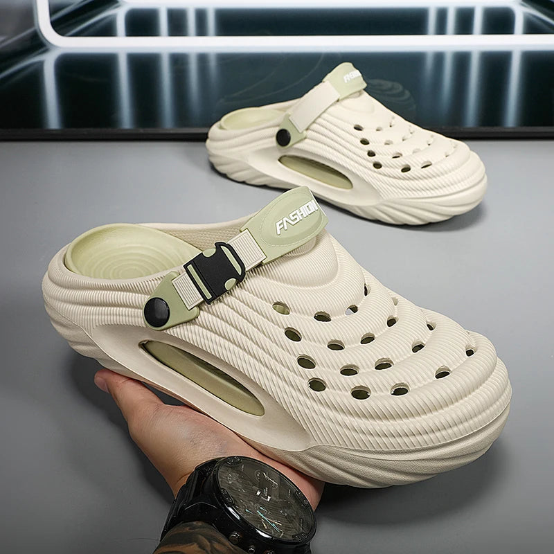 XMISTUO Men's Thick-Soled EVA Midsole Closed-Toe Slippers Non-Slip Outdoor Beach Sports Sandals Breathable Mixed Colors Summer
