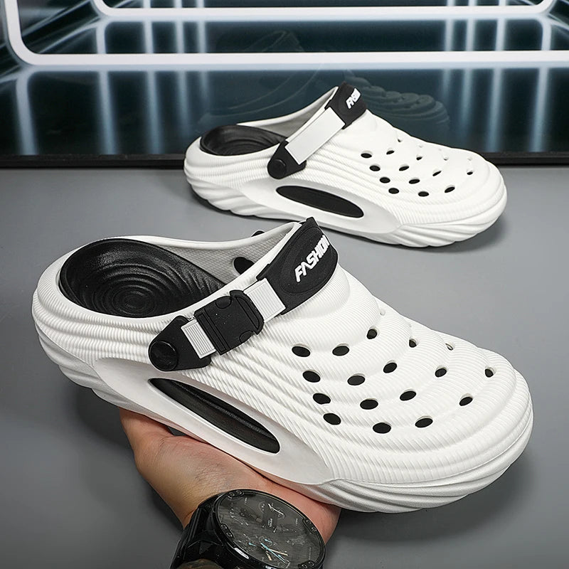XMISTUO Men's Thick-Soled EVA Midsole Closed-Toe Slippers Non-Slip Outdoor Beach Sports Sandals Breathable Mixed Colors Summer