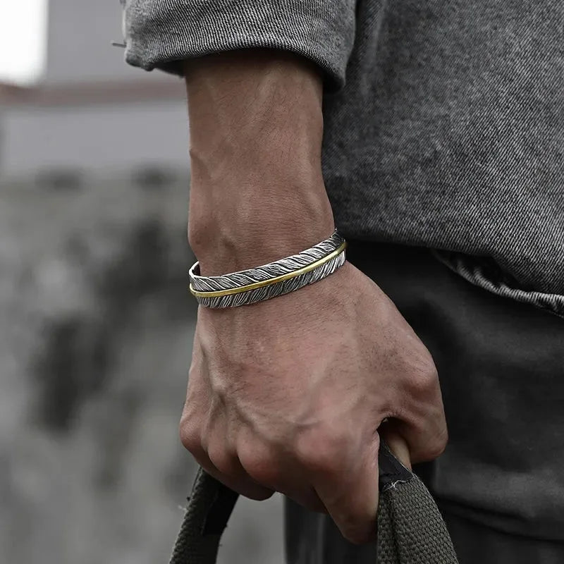 Boho Vintage Ethnic Style Engraved Fish Pattern Bracelet Silver Color Open Cuff Bracelet Men Girls Trend Casual Jewelry Gifts