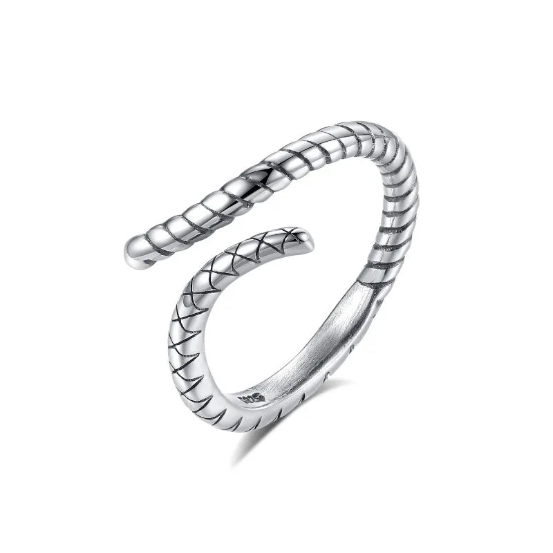 Vintage Design Women's 925 Sterling Silver Snake Shaped Ring Punk Style Personalized Adjustable Rings Jewelry Manufacturing