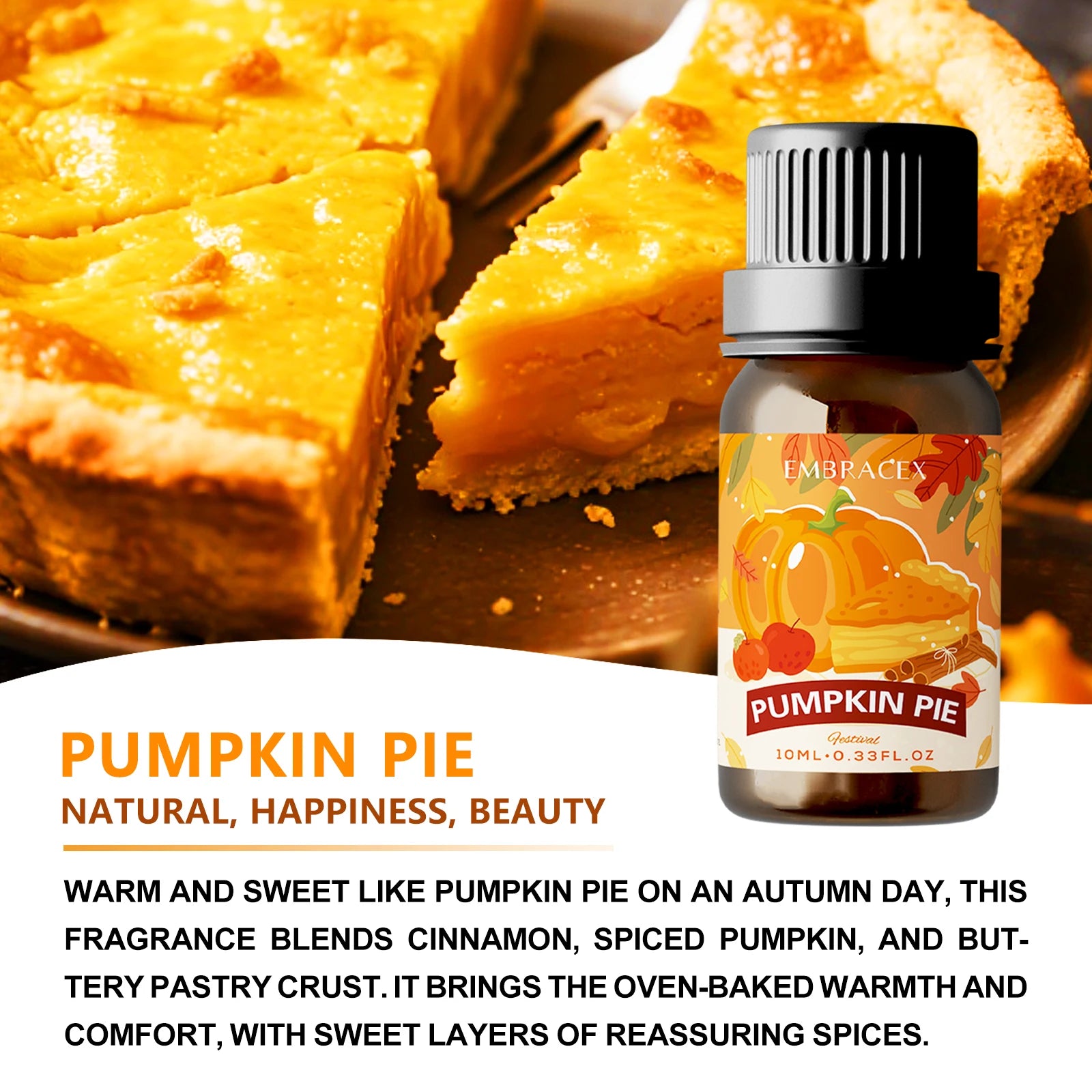 10ml Pumpkin pie Fragrance Essential Oils Refreshing Car Aromatherapy For Aroma Diffusers Oil