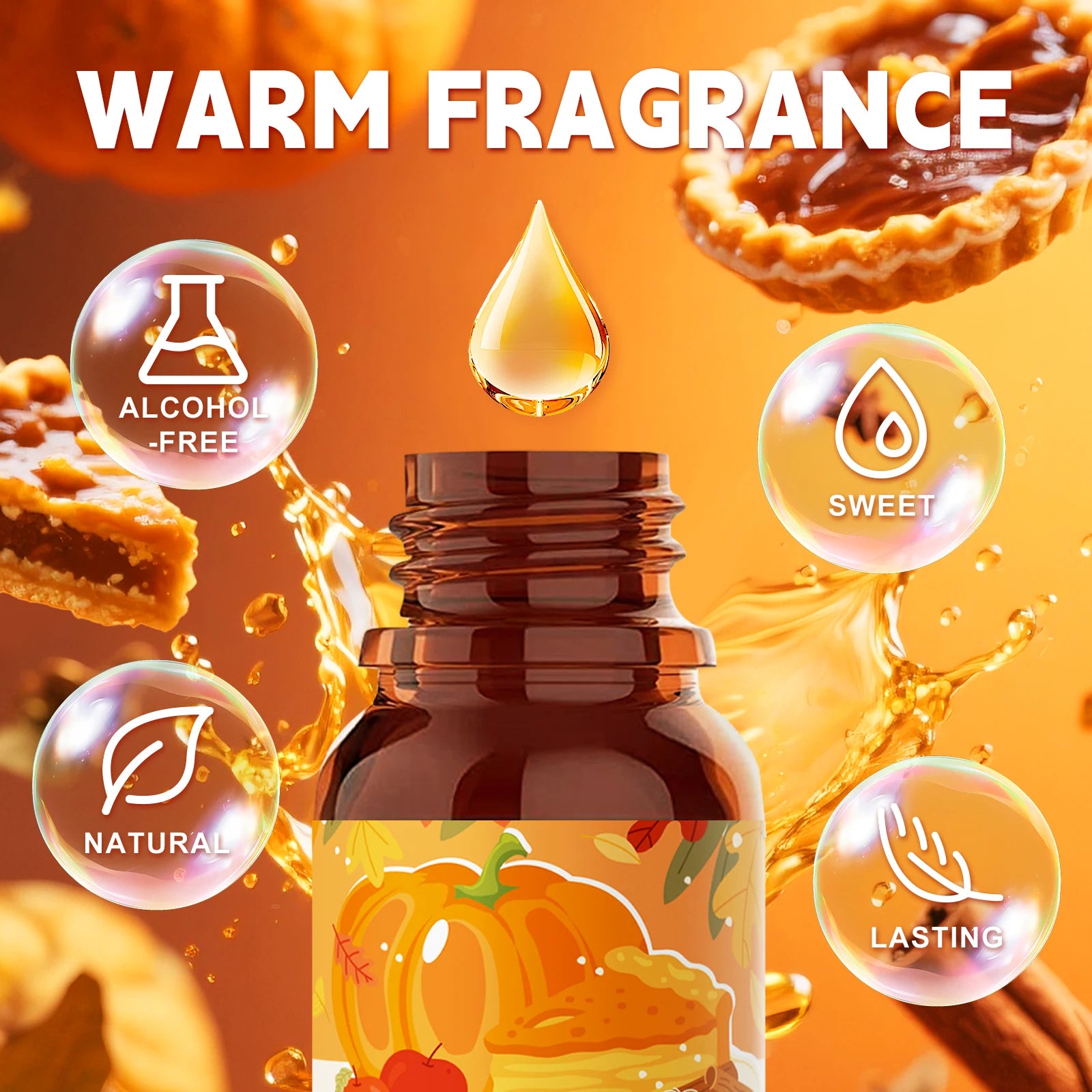 10ml Pumpkin pie Fragrance Essential Oils Refreshing Car Aromatherapy For Aroma Diffusers Oil