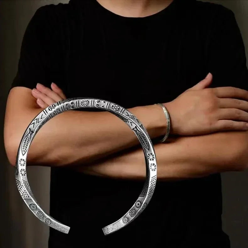 Vintage Punk Silver Color Feather Cuff Bracelet for Men Women Wrist Adjustable Bracelet Charm Birthday Gift