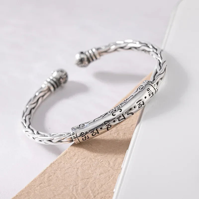 Vintage Punk Silver Color Feather Cuff Bracelet for Men Women Wrist Adjustable Bracelet Charm Birthday Gift