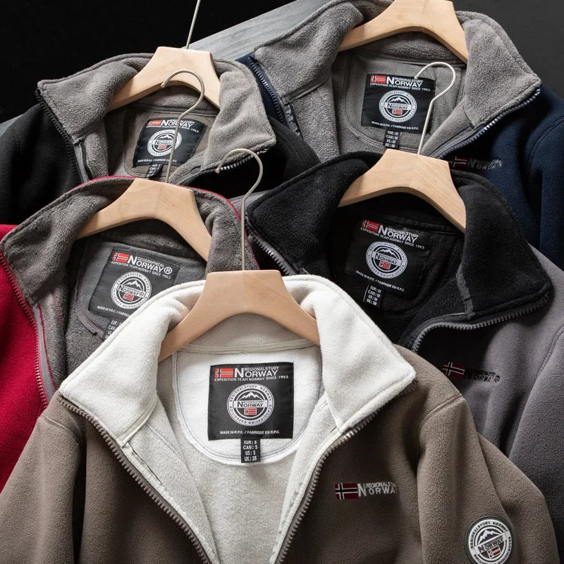 Veste Double Polaire Smile Pour Homme, Col Montant, Vêtements Décontractés, Chaud, Épais, Haute Qualité, Hiver, 2024, Comb