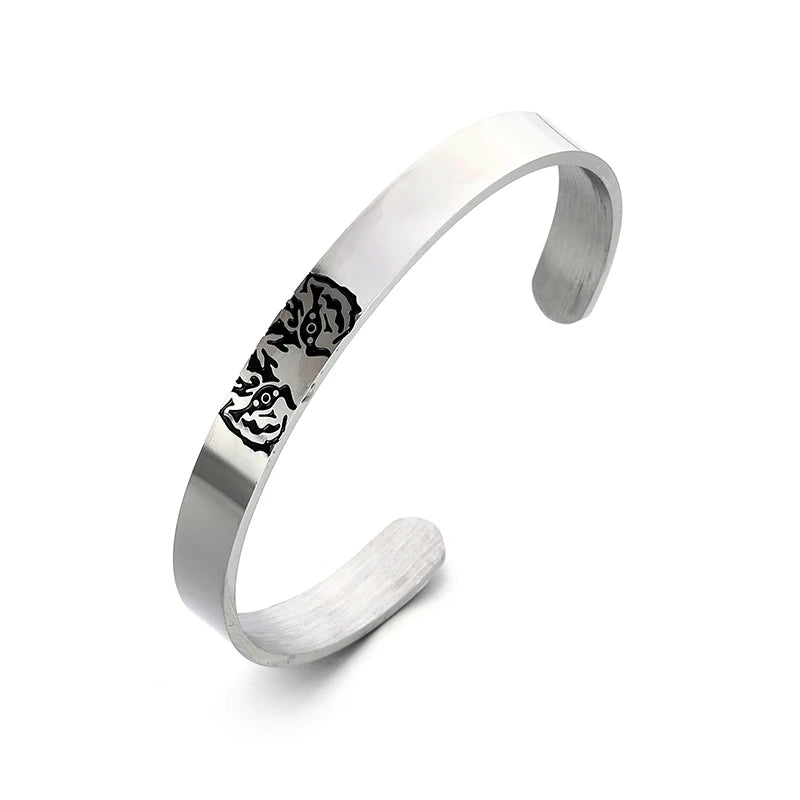 Boho Vintage Ethnic Style Engraved Fish Pattern Bracelet Silver Color Open Cuff Bracelet Men Girls Trend Casual Jewelry Gifts