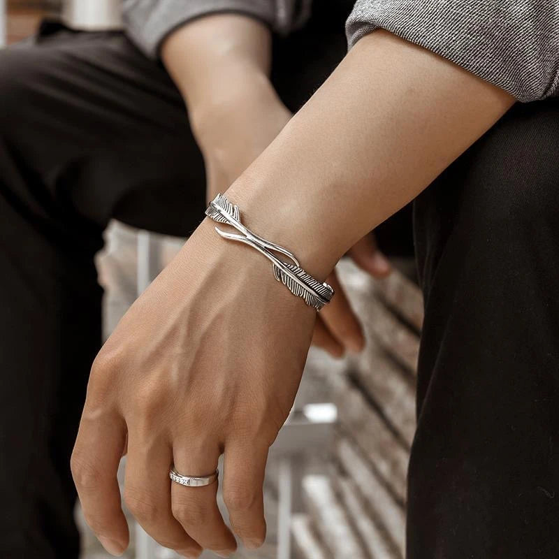 Boho Vintage Ethnic Style Engraved Fish Pattern Bracelet Silver Color Open Cuff Bracelet Men Girls Trend Casual Jewelry Gifts