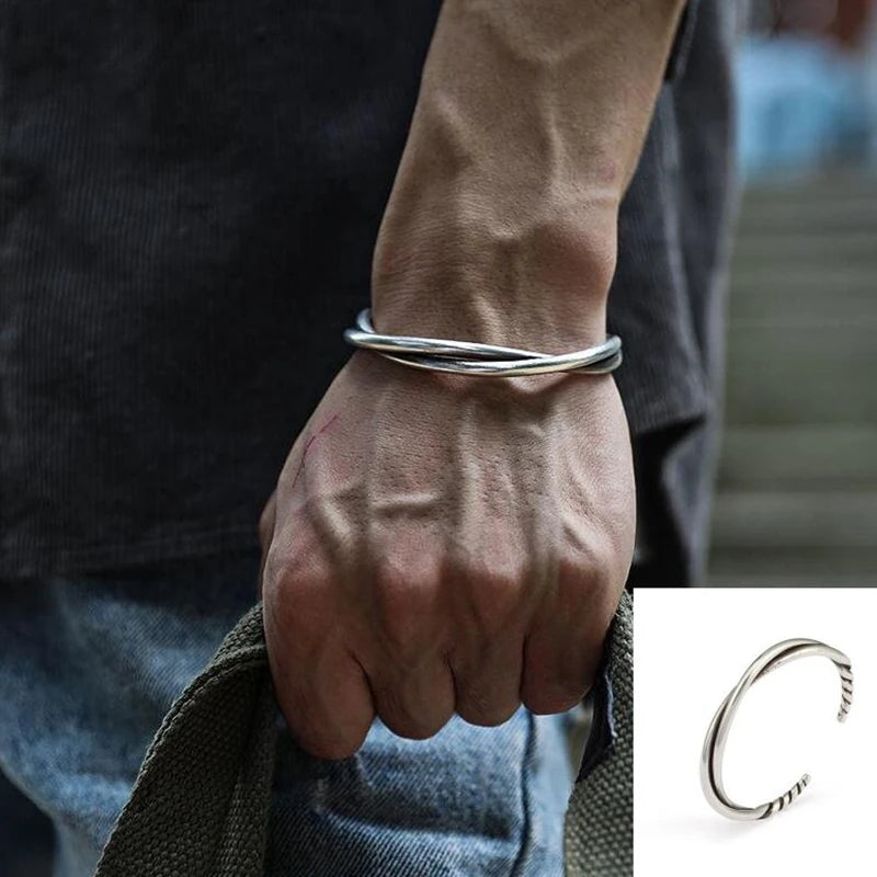 Boho Vintage Ethnic Style Engraved Fish Pattern Bracelet Silver Color Open Cuff Bracelet Men Girls Trend Casual Jewelry Gifts