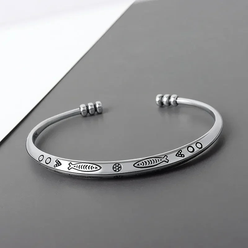 Vintage Punk Silver Color Feather Cuff Bracelet for Men Women Wrist Adjustable Bracelet Charm Birthday Gift