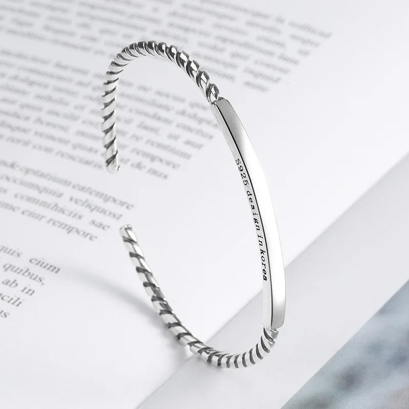 Punk Simple Silver Color Twisted Mobius Cuff Bangles Infinite Loop Bracelet Men\'s Fashion Casual Party Jewelry Gift