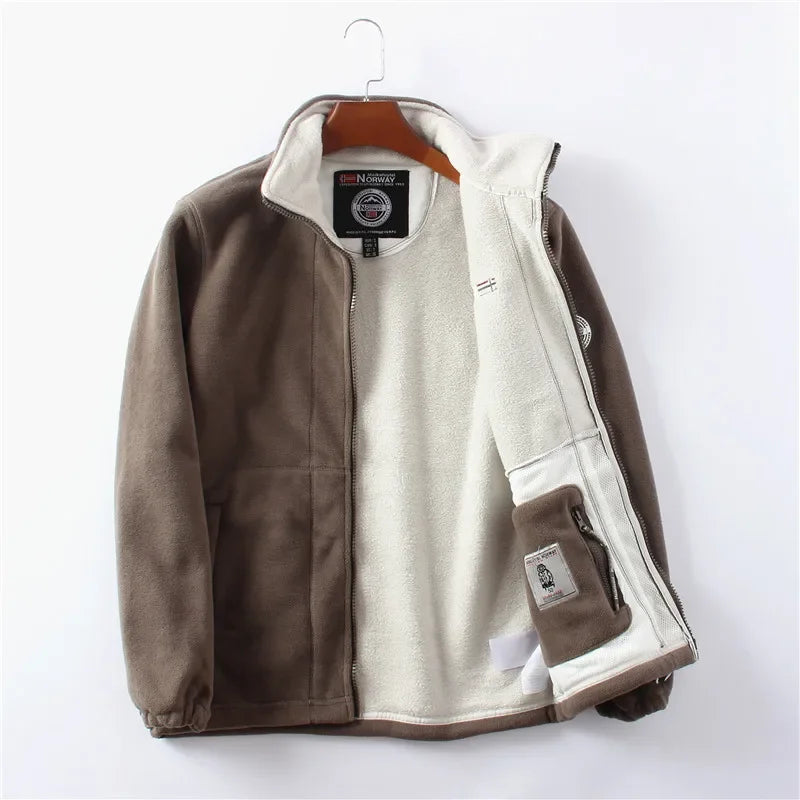 Veste Double Polaire Smile Pour Homme, Col Montant, Vêtements Décontractés, Chaud, Épais, Haute Qualité, Hiver, 2024, Comb