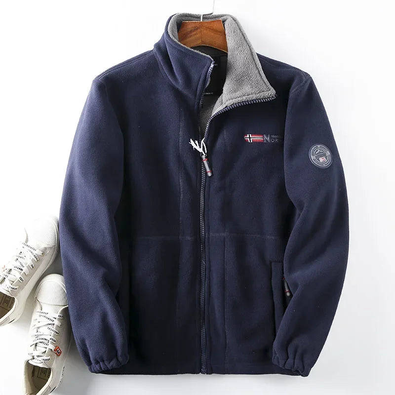 Veste Double Polaire Smile Pour Homme, Col Montant, Vêtements Décontractés, Chaud, Épais, Haute Qualité, Hiver, 2024, Comb