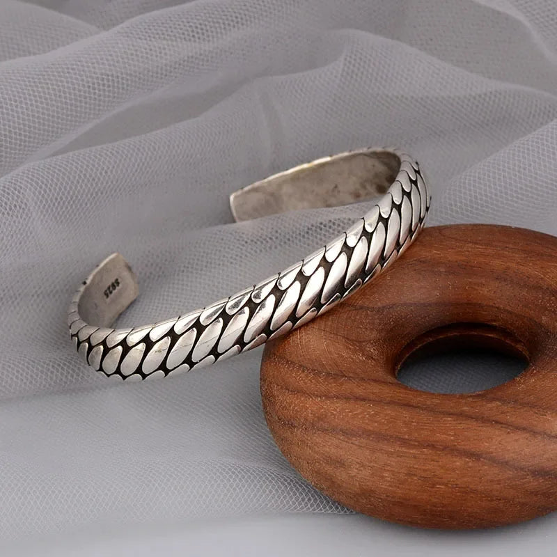 Vintage Punk Silver Color Feather Cuff Bracelet for Men Women Wrist Adjustable Bracelet Charm Birthday Gift