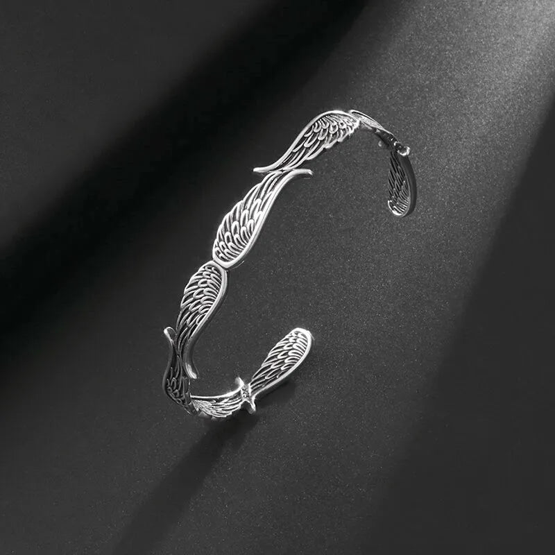 Boho Vintage Ethnic Style Engraved Fish Pattern Bracelet Silver Color Open Cuff Bracelet Men Girls Trend Casual Jewelry Gifts