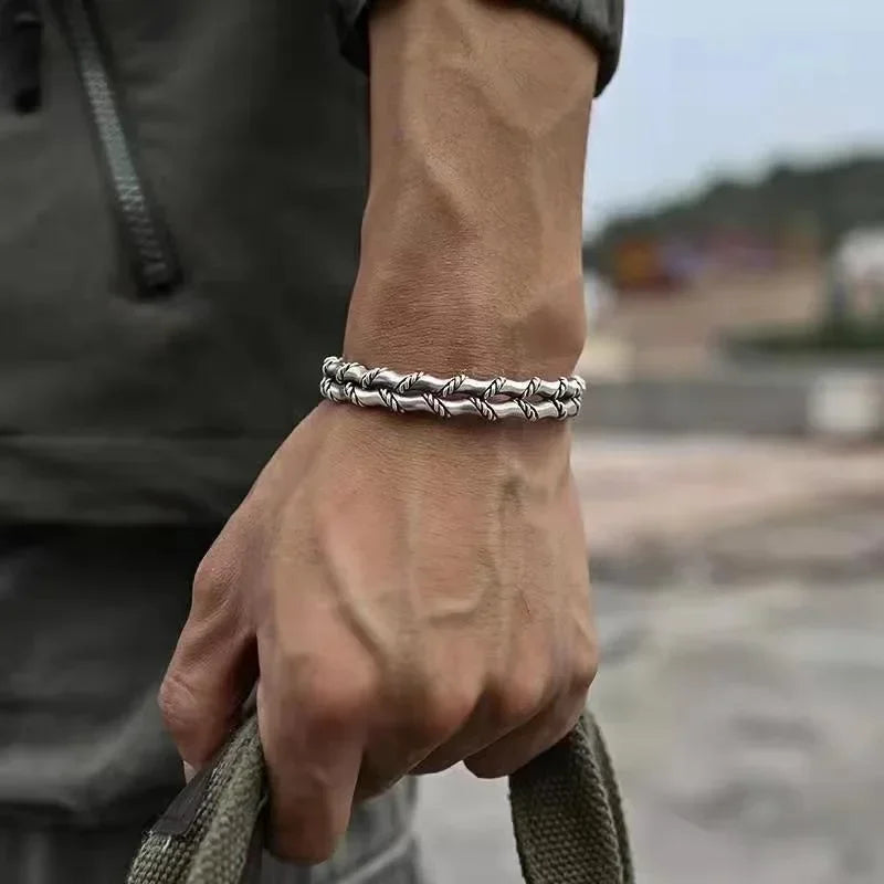 Vintage Punk Silver Color Feather Cuff Bracelet for Men Women Wrist Adjustable Bracelet Charm Birthday Gift