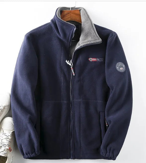 Veste Double Polaire Smile Pour Homme, Col Montant, Vêtements Décontractés, Chaud, Épais, Haute Qualité, Hiver, 2024, Comb