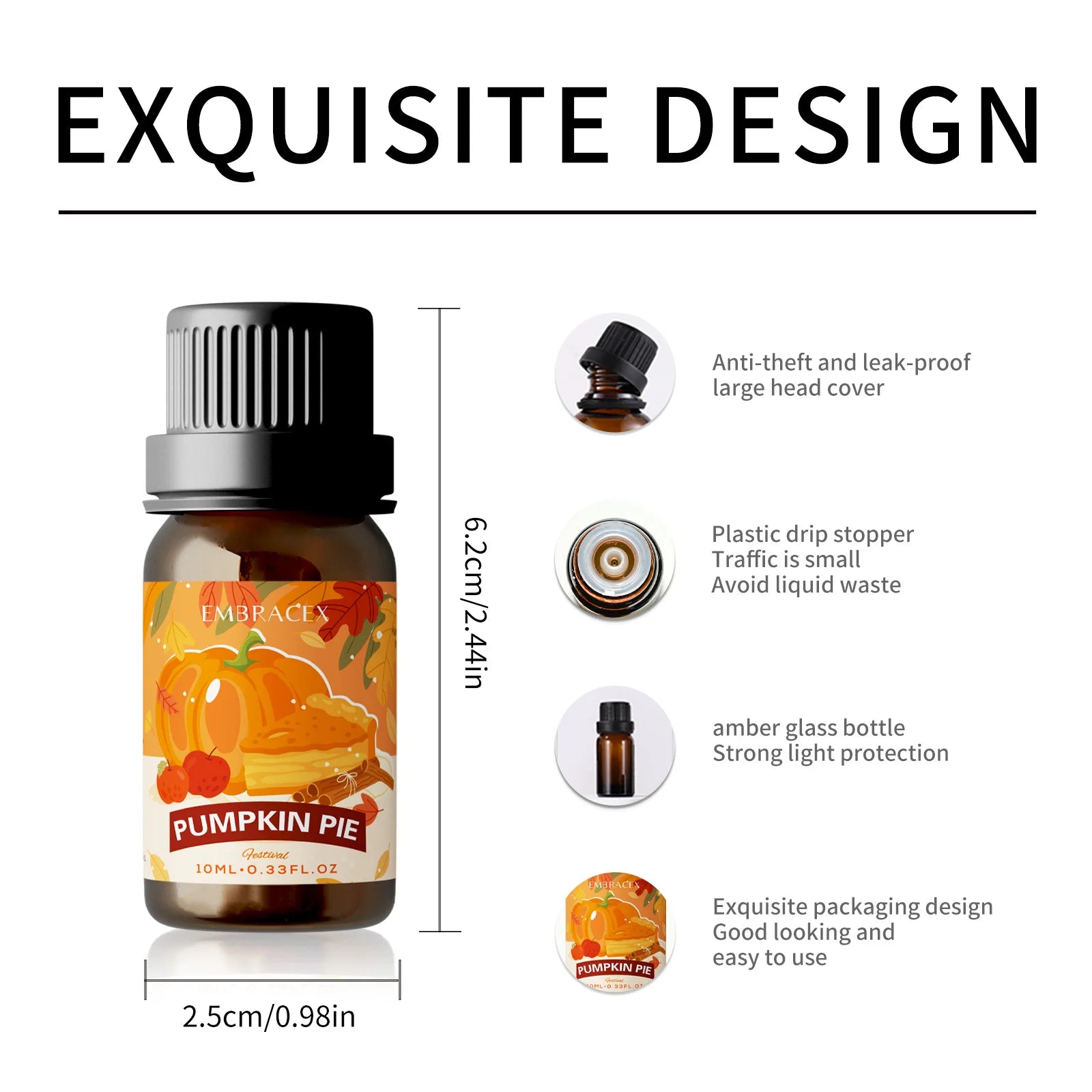 10ml Pumpkin pie Fragrance Essential Oils Refreshing Car Aromatherapy For Aroma Diffusers Oil