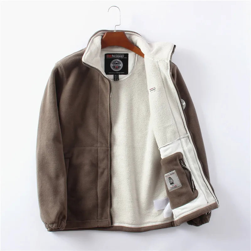 Veste Double Polaire Smile Pour Homme, Col Montant, Vêtements Décontractés, Chaud, Épais, Haute Qualité, Hiver, 2024, Comb
